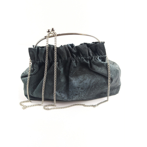 Τσάντα με Μεταλλικό Στόμιο Grey Waves - ύφασμα, clutch, πουγκί, χιαστί, all day
