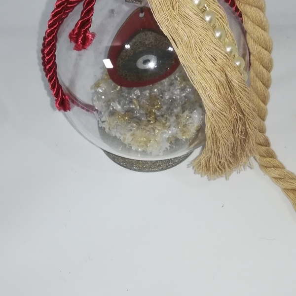 Διακοσμητική Χριστουγεννιάτικη Μπάλα ~Μάτι~ - νονά, διακοσμητικά, χριστουγεννιάτικα δώρα, μπάλες - 2