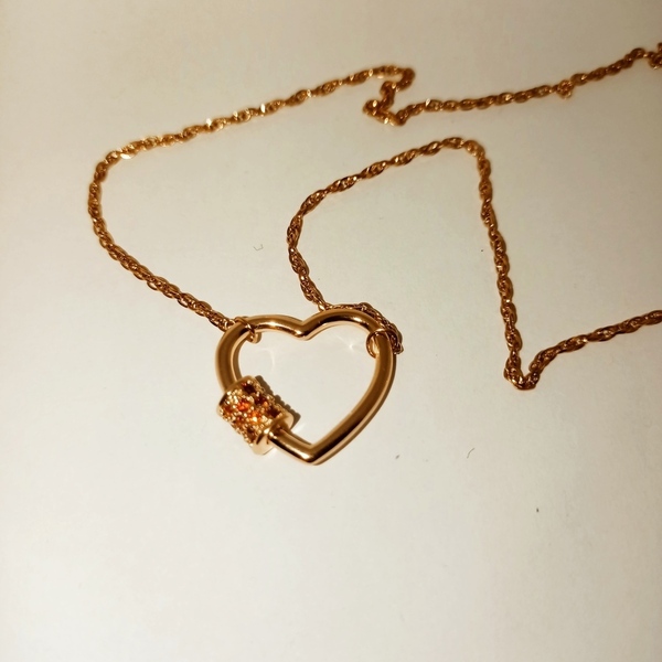 Ατσάλινη αλυσίδα OLY με ορειχάλκινη καρδια - charms, κοντά, ατσάλι