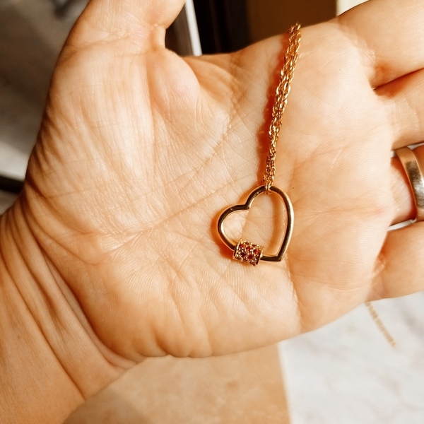 Ατσάλινη αλυσίδα OLY με ορειχάλκινη καρδια - charms, κοντά, ατσάλι - 5