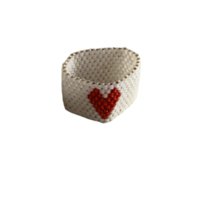 Δαχτυλίδι miyuki καρδούλα - χάντρες, σταθερά, μεγάλα