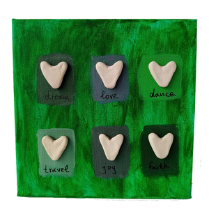 Καμβάς διακοσμητικός πράσινος καρδούλες - καρδιά, δώρο, διακοσμητικά, δώρα για γυναίκες