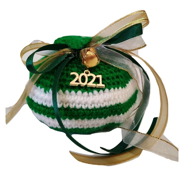 Γούρι ρόδι κιτρινόμαυρο ποδοσφαιρική ομάδα ΠΑΝΑΘΗΝΑΙΚΟΣ (πλεκτό) - ρόδι, ποδόσφαιρο, χριστουγεννιάτικα δώρα, γούρια