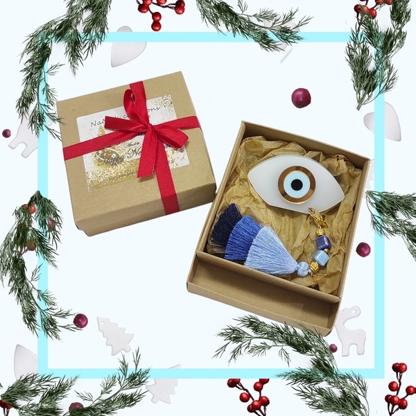 Επιτραπέζιο γούρι μάτι, 69Χ38, δώρο Χριστούγεννα Πρωτοχρονιά 2022 - γυαλί, χριστουγεννιάτικα δώρα, γούρια - 4