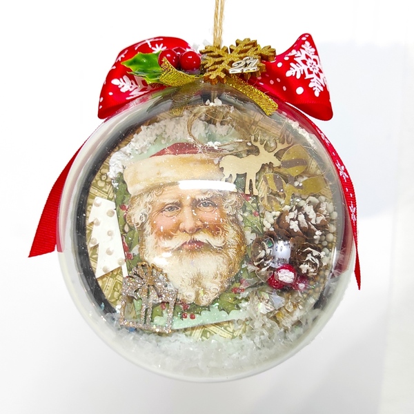 Μπάλα Αγιος Βασίλης δώρο Χριστούγεννα Πρωτοχρονιά 2021 - γυαλί, χριστουγεννιάτικα δώρα, άγιος βασίλης, στολίδια, μπάλες