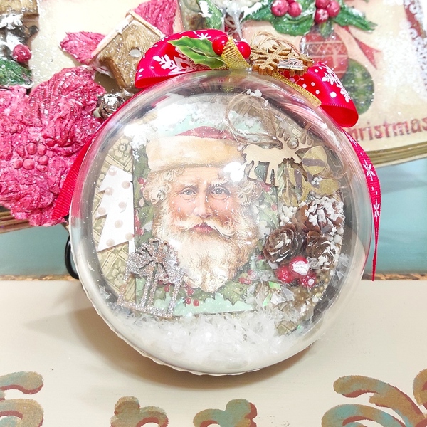 Μπάλα Αγιος Βασίλης δώρο Χριστούγεννα Πρωτοχρονιά 2021 - γυαλί, χριστουγεννιάτικα δώρα, άγιος βασίλης, στολίδια, μπάλες - 2