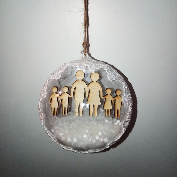 Μπάλα οικογένεια με 2 κορίτσια και 2 αγόρια - χριστουγεννιάτικα δώρα, στολίδια, προσωποποιημένα, μπάλες - 4