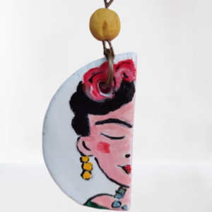 Ζωγραφισμένα στο χέρι σκουλαρίκια Frida Kahlo κρεμαστά - πηλός, boho, κρεμαστά, μεγάλα, φθηνά