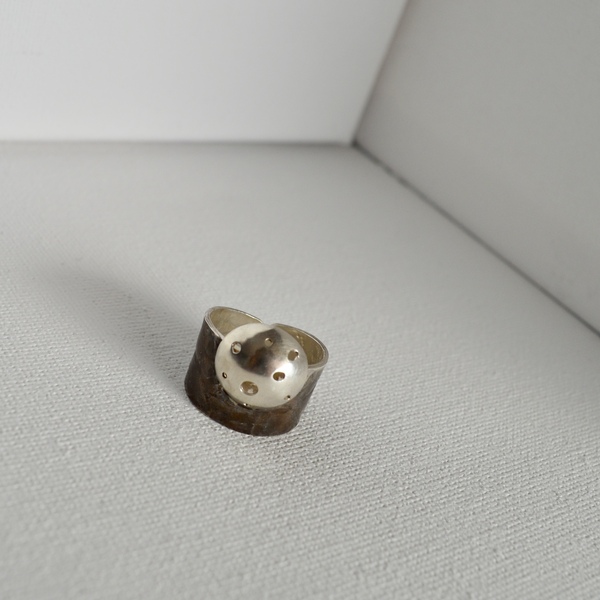 Ασημένιο χειροποίητο δαχτυλίδι με οξείδωση - ιδιαίτερο, μοναδικό, μοντέρνο, ασήμι 925, δαχτυλίδι, γεωμετρικά σχέδια, χειροποίητα, minimal, μικρά, rock, μεγάλα, αυξομειούμενα - 4