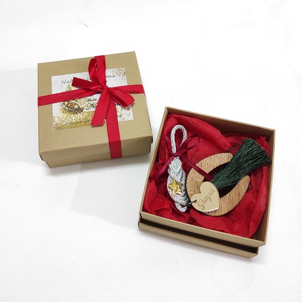 Γούρι με ξύλινο πέταλο δώρο για τη γιαγιά - ξύλο, ρόδι, χριστουγεννιάτικα δώρα, γούρια - 2