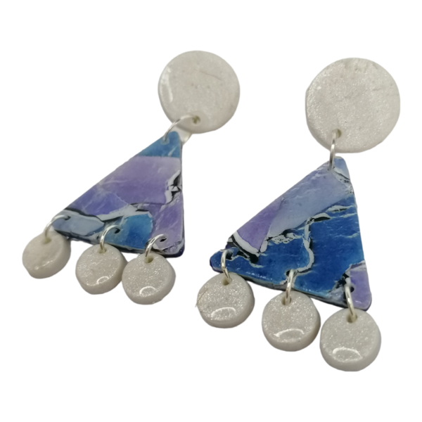 Ιδιαίτερα σκουλαρίκια καρφωτά σε αποχρώσεις του μπλε από πολυμερικό πηλό - γυαλί, πηλός, ατσάλι, κρεμαστά, πολυέλαιοι