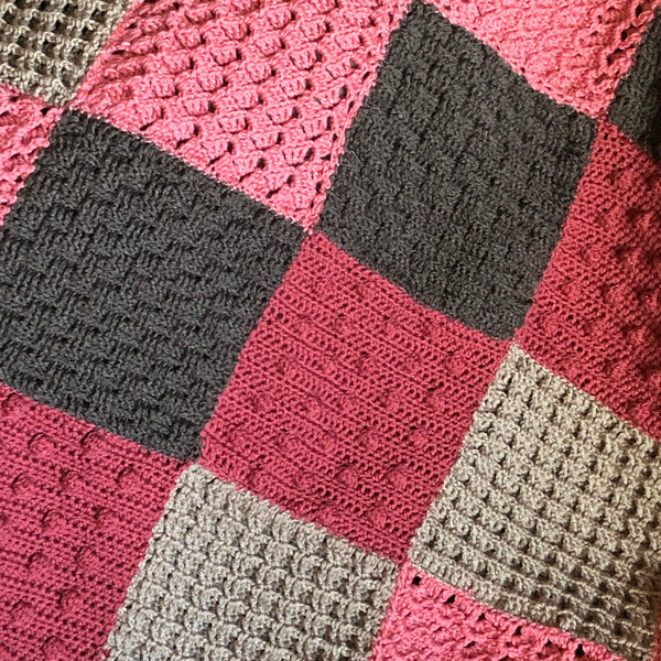 Κουβερλι ριχτάρι καναπέ σε μοτίβο τέσσερα χρώματα - χειροποίητα, πλεκτή, κουβέρτες - 3