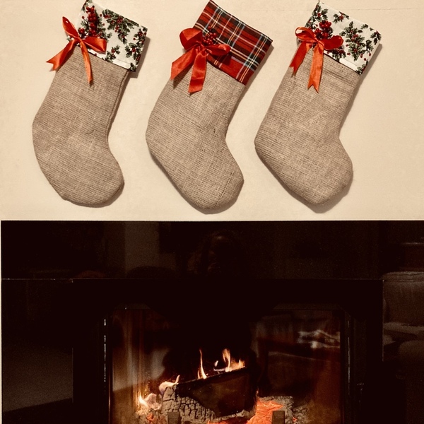 Χριστουγεννιάτικη διακοσμητική κάλτσα ‘καρό’ - διακοσμητικά - 2