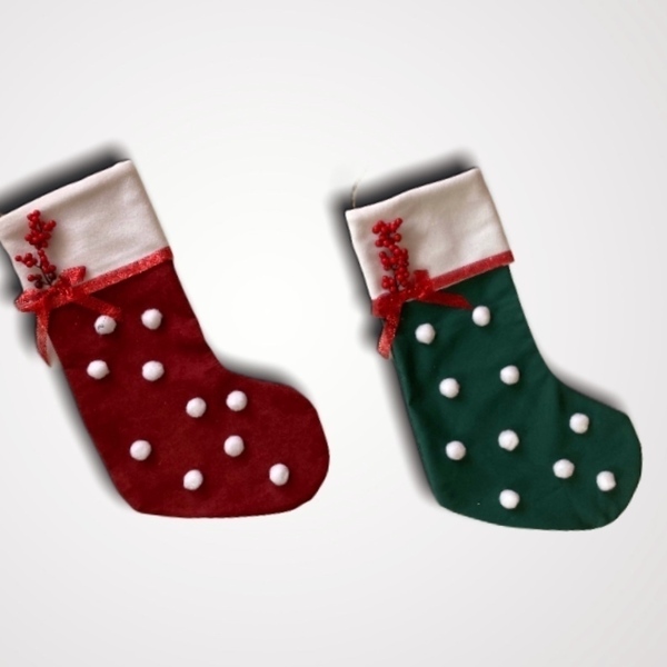 Χριστουγεννιάτικη κάλτσα σε δυο χρώματα - χριστουγεννιάτικο, διακοσμητικά