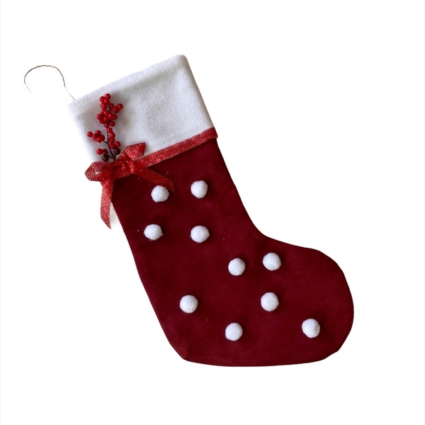 Χριστουγεννιάτικη κάλτσα σε δυο χρώματα - χριστουγεννιάτικο, διακοσμητικά - 2