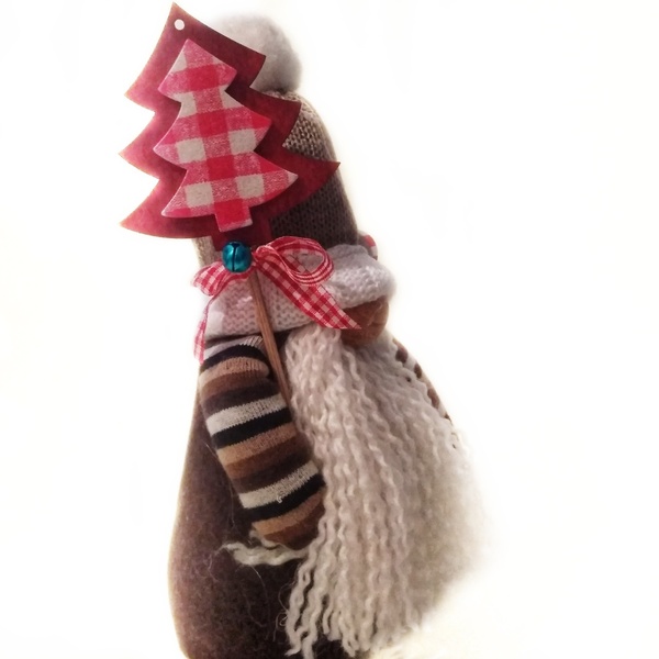 Ξωτικό Χριστουγέννων, νάνος, αγόρι με πλεκτό σκούφο, gnome. - ύφασμα, διακοσμητικά - 3