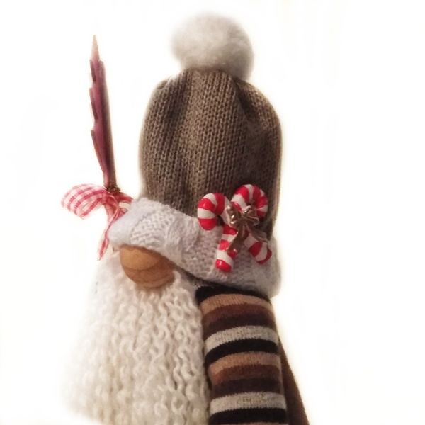 Ξωτικό Χριστουγέννων, νάνος, αγόρι με πλεκτό σκούφο, gnome. - ύφασμα, διακοσμητικά - 4