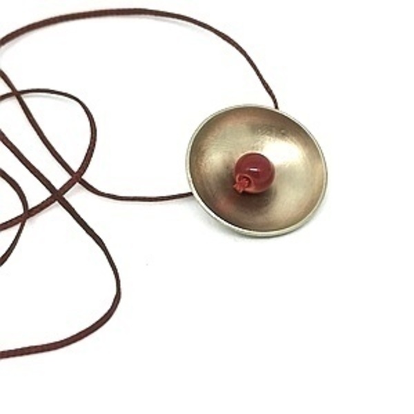 Κολιέ "ημισφαίριο με χάντρα "/ necklace "hemisphere" - αλπακάς, κοντά, αυξομειούμενα