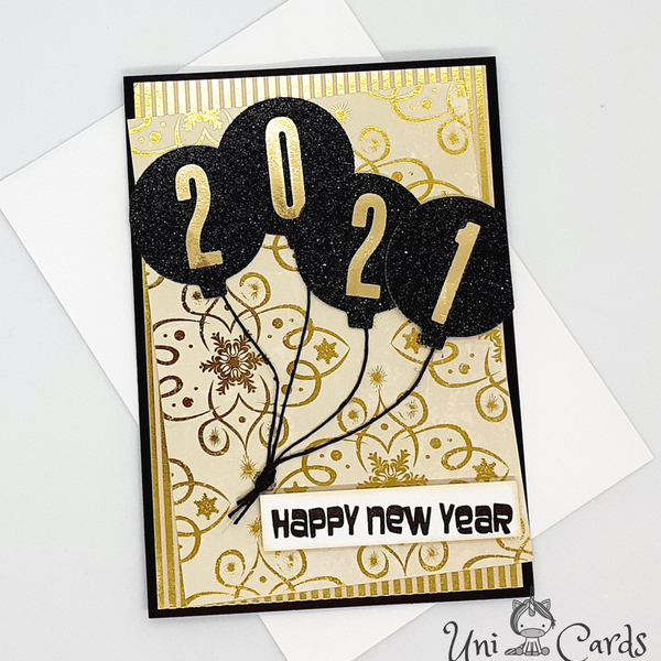 Ευχετήρια κάρτα για τη νέα χρονιά - Μπαλόνια - ευχετήριες κάρτες - 3