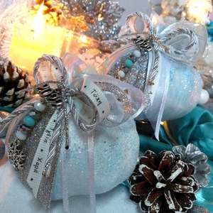 Γούρι 2023 αρωματικό κερί ρόδι μεγάλο γαλάζιοπερλέ-holographic 8.5*7.5cm - γούρι, ρόδι, χριστουγεννιάτικα δώρα, γούρια, πρωτοχρονιά, κεριά & κηροπήγια - 4