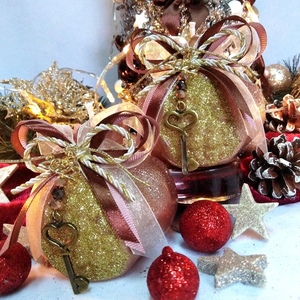 Γούρι 2023 αρωματικό κερί ρόδι μεγάλο ροζ χρυσό-χρυσό 8,5*7,5cm - γούρι, ρόδι, χριστουγεννιάτικα δώρα, γούρια, πρωτοχρονιά, κεριά & κηροπήγια - 2