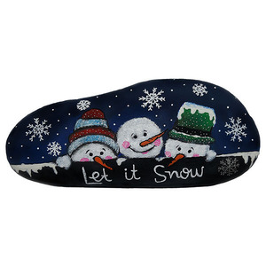 Χριστουγεννιάτικη διακοσμητική πέτρα Let it Snow 18x8x2,5 εκ. - ζωγραφισμένα στο χέρι, διακοσμητικά, χιονονιφάδα, χιονάνθρωπος, χριστουγεννιάτικα δώρα