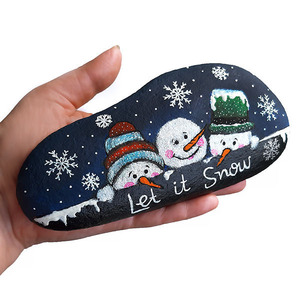 Χριστουγεννιάτικη διακοσμητική πέτρα Let it Snow 18x8x2,5 εκ. - ζωγραφισμένα στο χέρι, διακοσμητικά, χιονονιφάδα, χιονάνθρωπος, χριστουγεννιάτικα δώρα - 2
