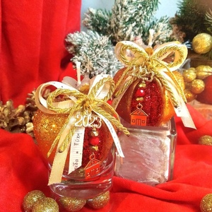 Γούρι 2024 αρωματικό κερί χρυσό-κόκκινο 6×6cm - γούρι, ρόδι, χριστουγεννιάτικα δώρα, γούρια, πρωτοχρονιά, κεριά & κηροπήγια - 3