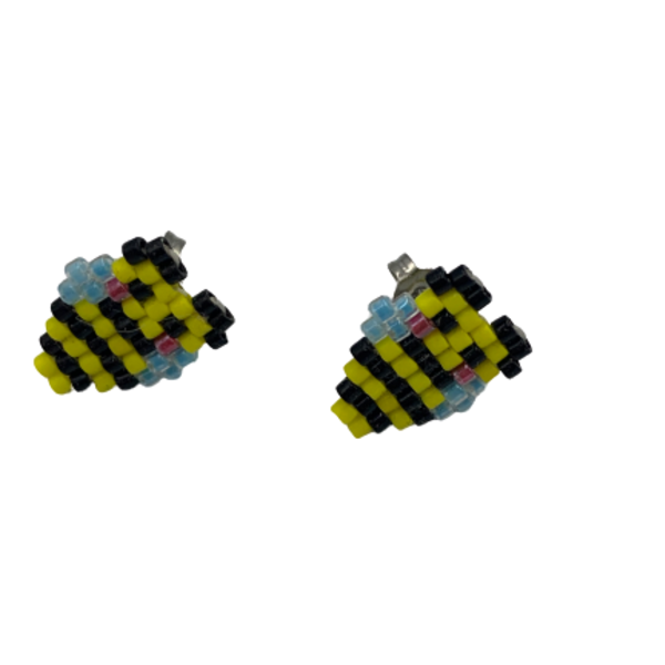 Μικρά καρφωτά σκουλαρίκια μελισσούλες με χάντρες Miyuki. - miyuki delica, καρφωτά