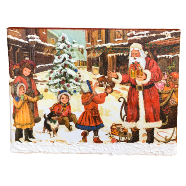 Χριστουγεννιάτικο καδράκι ο Άγιος Βασίλης μοιράζει δώρα με φωτάκια - χειροποίητα, διακοσμητικά, χριστουγεννιάτικα δώρα, άγιος βασίλης, πρωτότυπα δώρα