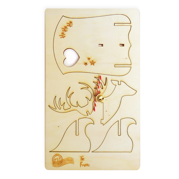 Παράσταση "Ελάφι" σε ξύλινη κάρτα - ξύλο, χάραξη, κάρτα ευχών, διακοσμητικά, προσωποποιημένα - 2