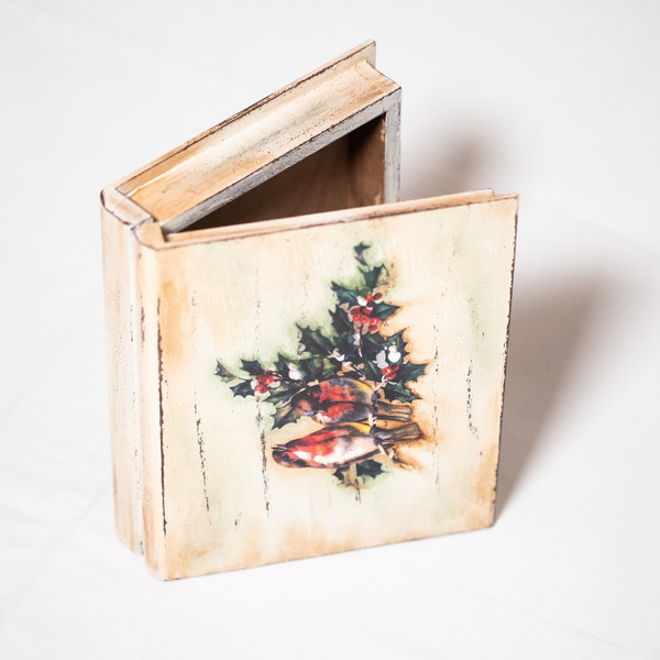 Ξύλινο κουτί με γκι - ξύλο, διακοσμητικά - 3