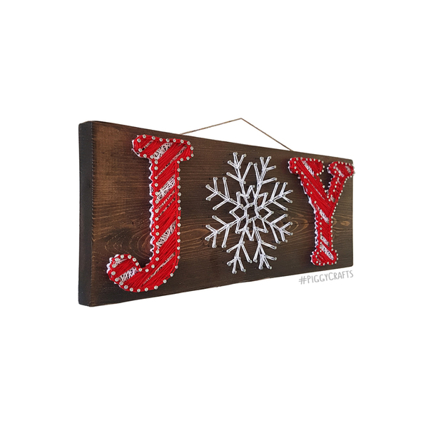 Ξύλινη πινακίδα "Joy" 30x12cm - ξύλο, χριστούγεννα, χριστουγεννιάτικα δώρα, candy - 3