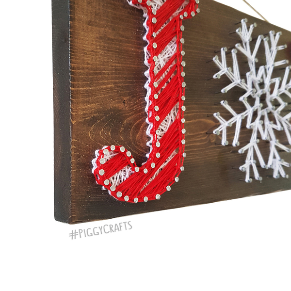 Ξύλινη πινακίδα "Joy" 30x12cm - ξύλο, χριστούγεννα, χριστουγεννιάτικα δώρα, candy - 4