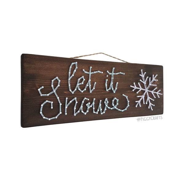 Ξύλινη πινακίδα "Let it Snow" 33x12cm - ξύλο, χριστουγεννιάτικο, χριστούγεννα, χριστουγεννιάτικα δώρα - 3