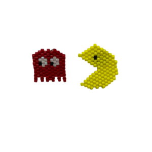 Σκουλαρίκια Pac-Man με χάντρες Miyuki - καρφωτά, μικρά