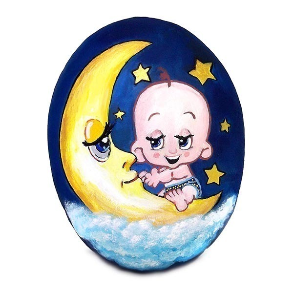 Διακοσμητική πέτρα Μωρό 10,5x8,5x3 εκ. - ζωγραφισμένα στο χέρι, αναμνηστικά, διακοσμητικά, δώρα για μωρά, δώρο γέννησης