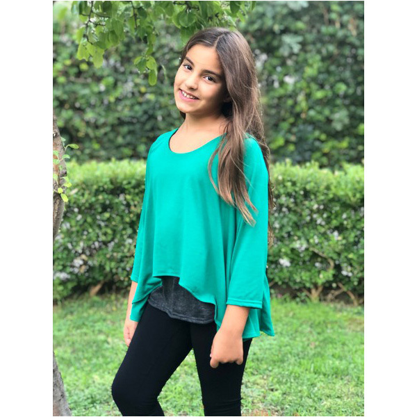 Μπλούζα διπλή παιδική πράσινη - κορίτσι, casual, παιδικά ρούχα - 2