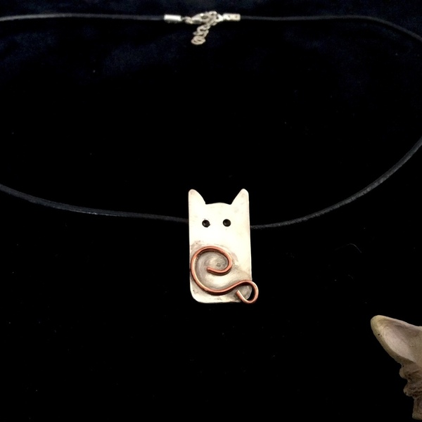 Κοντό κολιέ με γατούλα από ασήμι 925 - ασήμι, γάτα, κοντά, γατούλα, πρωτότυπα δώρα - 3