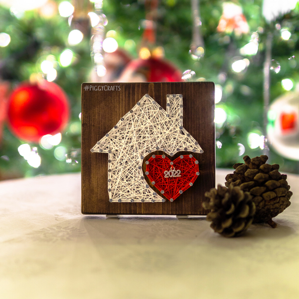 Ξύλινο γούρι "Σπιτάκι 2024" 12x12cm - ξύλο, σπίτι, χριστουγεννιάτικο, χριστουγεννιάτικα δώρα, γούρια - 2