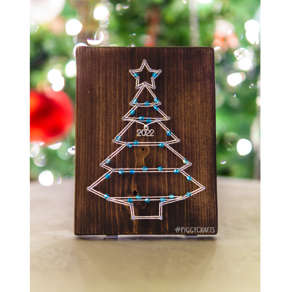 Ξύλινο γούρι "Δεντράκι 2022" 16x12cm - ξύλο, χριστουγεννιάτικο, γούρια, δέντρο - 2