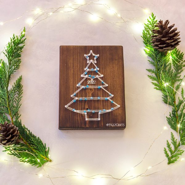 Ξύλινο γούρι "Δεντράκι 2022" 16x12cm - ξύλο, χριστουγεννιάτικο, γούρια, δέντρο - 3