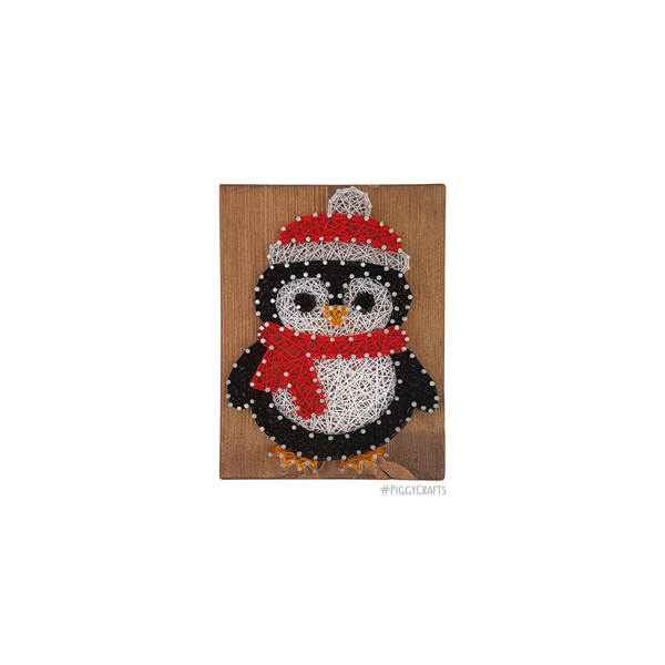 Ξύλινο mini καδράκι "Πιγκουίνος" 16x12cm - ξύλο, δώρο, χριστουγεννιάτικο, χριστουγεννιάτικα δώρα