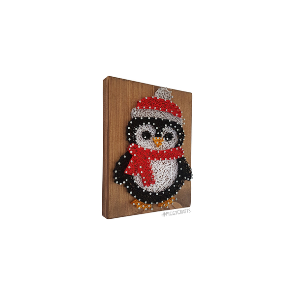 Ξύλινο mini καδράκι "Πιγκουίνος" 16x12cm - ξύλο, δώρο, χριστουγεννιάτικο, χριστουγεννιάτικα δώρα - 2