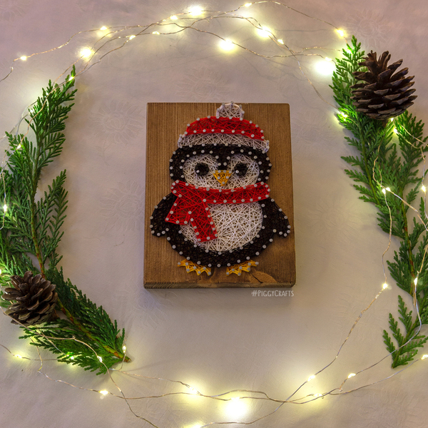 Ξύλινο mini καδράκι "Πιγκουίνος" 16x12cm - ξύλο, δώρο, χριστουγεννιάτικο, χριστουγεννιάτικα δώρα - 5