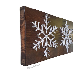 Ξύλινη πινακίδα "Snowflakes" 46x12cm - ξύλο, χριστουγεννιάτικο, χιονονιφάδα - 5