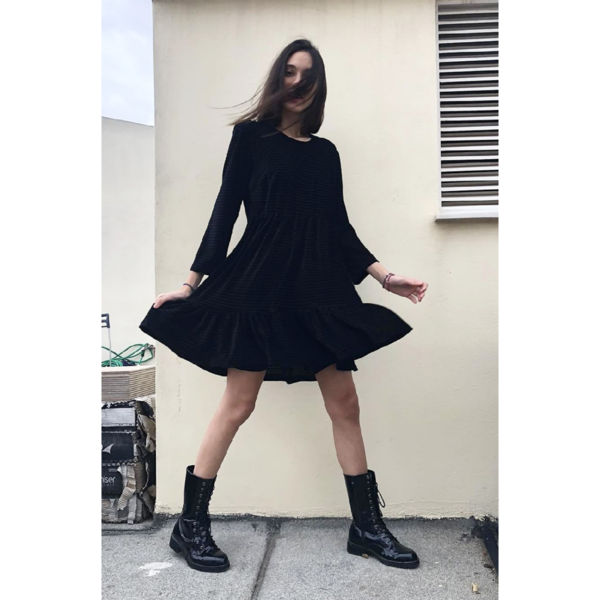Μαύρο φόρεμα από βελούδο - mini, βελούδο