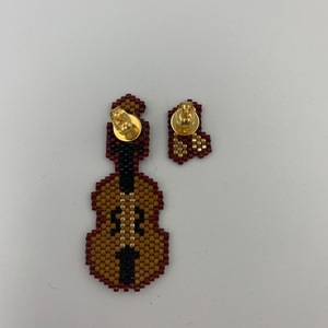 Σκουλαρίκια «Βιολί & Νότα» με χάντρες Miyuki. - 3