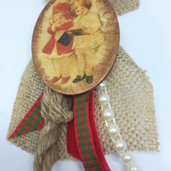 Χριστουγεννιάτικο Vintage Γούρι 2021 - ξύλο, δώρο, χριστουγεννιάτικα δώρα, γούρια
