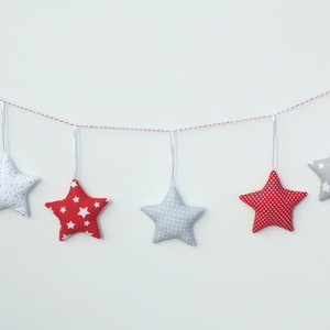 Σετ 5 χριστουγεννιάτικα στολίδια - αστεράκια - ύφασμα, αστέρι, χειροποίητα, χριστουγεννιάτικα δώρα, στολίδια - 3